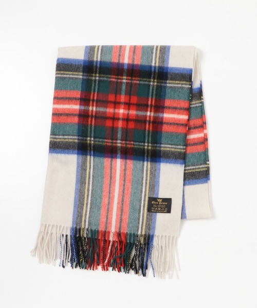 Glen Prince（グレンプリンス）の「Glen Prince　ウールチェックストール（マフラー・レディース・ホワイト/ブラック/モカ・ONE）」の7枚目の写真