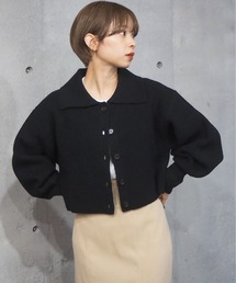 衿付きショートニットカーディガン