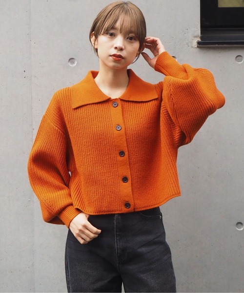 tiptop（ティップトップ）の「衿付きショートニットカーディガン