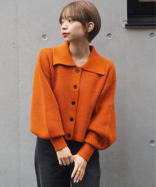 tiptop（ティップトップ）の「衿付きショートニットカーディガン