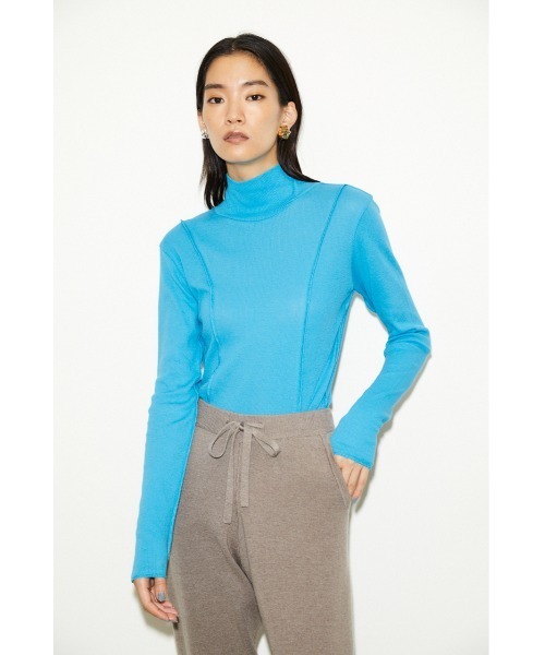 THROW by SLY（スローバイスライ）の「THROW PANEL LINE TURTLE TOPS タートル トップス（Tシャツ/カットソー・レディース・ダークグレー/ターコイズブルー/ホワイト・FREE）」の3枚目の写真