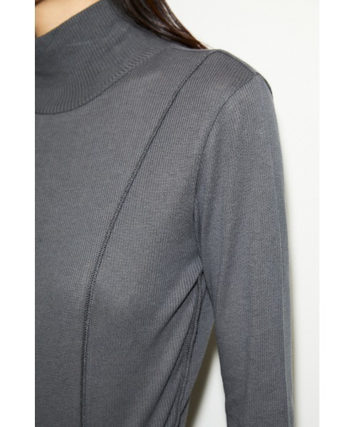 THROW by SLY（スローバイスライ）の「THROW PANEL LINE TURTLE TOPS タートル トップス（Tシャツ/カットソー・レディース・ダークグレー/ターコイズブルー/ホワイト・FREE）」の4枚目の写真