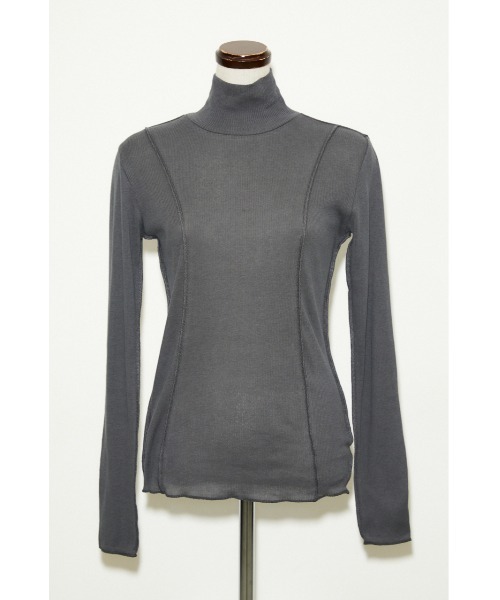 THROW by SLY（スローバイスライ）の「THROW PANEL LINE TURTLE TOPS タートル トップス（Tシャツ/カットソー・レディース・ダークグレー/ターコイズブルー/ホワイト・FREE）」の5枚目の写真