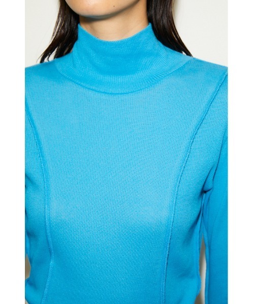 THROW by SLY（スローバイスライ）の「THROW PANEL LINE TURTLE TOPS タートル トップス（Tシャツ/カットソー・レディース・ダークグレー/ターコイズブルー/ホワイト・FREE）」の8枚目の写真