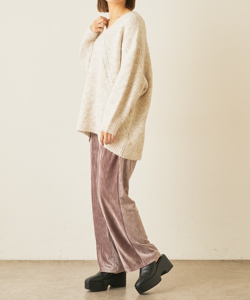 Lui's（ルイス）の「模様編みVネックニット（ニット/セーター・レディース・オフホワイト/ピンク/ブルー・FREE）」の13枚目の写真