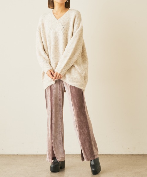 Lui's（ルイス）の「模様編みVネックニット（ニット/セーター