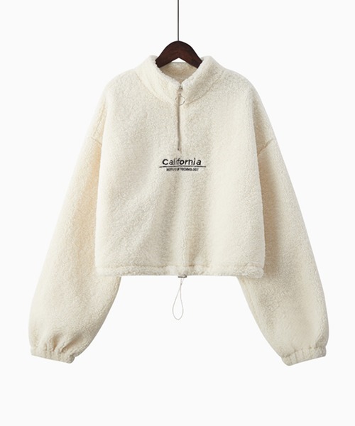 .KOM(ドットコム)の「A'GEM/9 × .kom『.kom SELECT/ドットケーオーエムセレクト』ハーフジップ ボアクロップド丈 アノラック(その他トップス・レディース・ベージュ/ブラック/アイボリー/ブルー・L/M)」の10枚目の写真