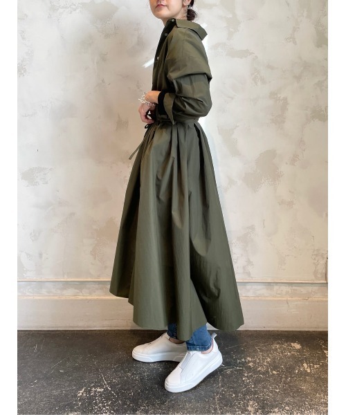 317t*美品 ビアズリー BEARDSLEY ナイロンフレアシャツワンピ 317t*美品 ビアズリー BEARDSLEY ナイロンフレアシャツワンピ