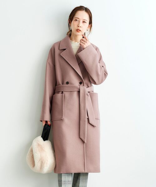 le.coeur blanc（ルクールブラン）の「オーバーチェスターコート（チェスターコート・レディース・ピンク/ダークグレー/グレイッシュベージュ・FREE）」の3枚目の写真