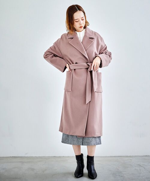 le.coeur blanc（ルクールブラン）の「オーバーチェスターコート（チェスターコート・レディース・ピンク/ダークグレー/グレイッシュベージュ・FREE）」の14枚目の写真
