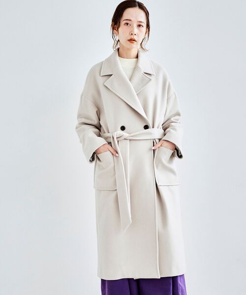 le.coeur blanc（ルクールブラン）の「オーバーチェスターコート（チェスターコート・レディース・ピンク/ダークグレー/グレイッシュベージュ・FREE）」の19枚目の写真