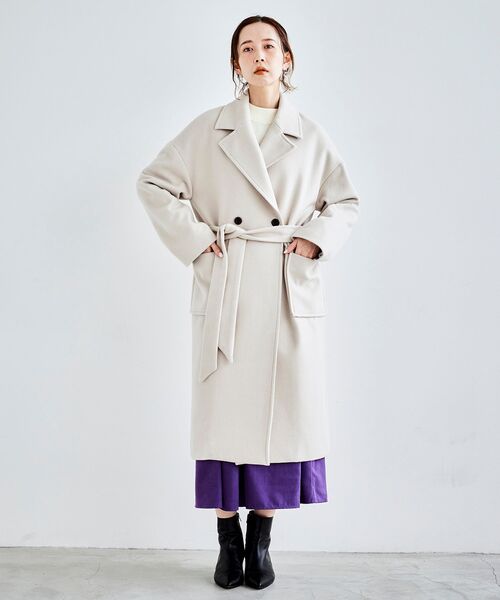 le.coeur blanc（ルクールブラン）の「オーバーチェスターコート（チェスターコート・レディース・ピンク/ダークグレー/グレイッシュベージュ・FREE）」の20枚目の写真