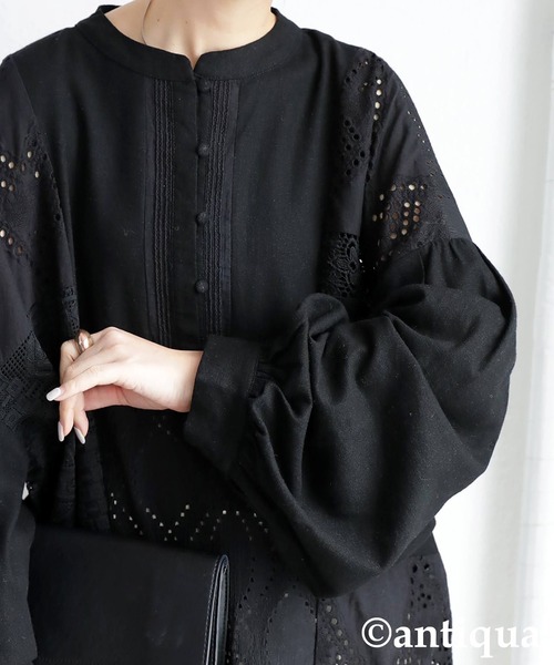 antiqua（アンティカ）の「パッチワークレースシャツ（シャツ/ブラウス・レディース・ブラック/オフホワイト/ブラック系その他/ホワイト系その他・FREE）」の13枚目の写真