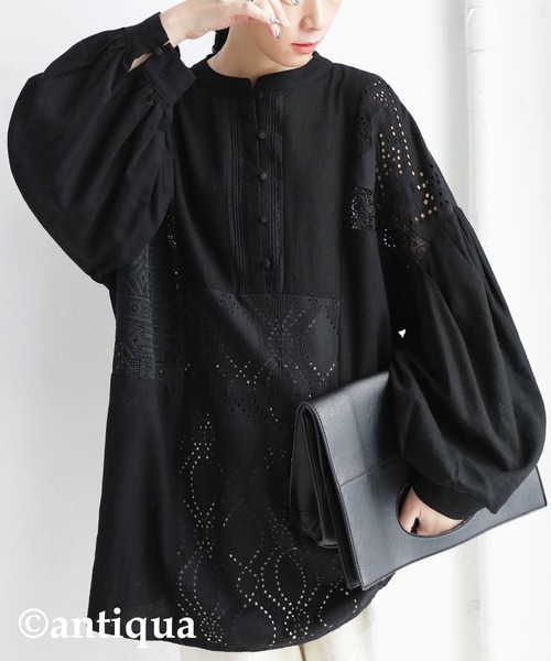 antiqua（アンティカ）の「パッチワークレースシャツ（シャツ/ブラウス・レディース・ブラック/オフホワイト/ブラック系その他/ホワイト系その他・FREE）」の16枚目の写真