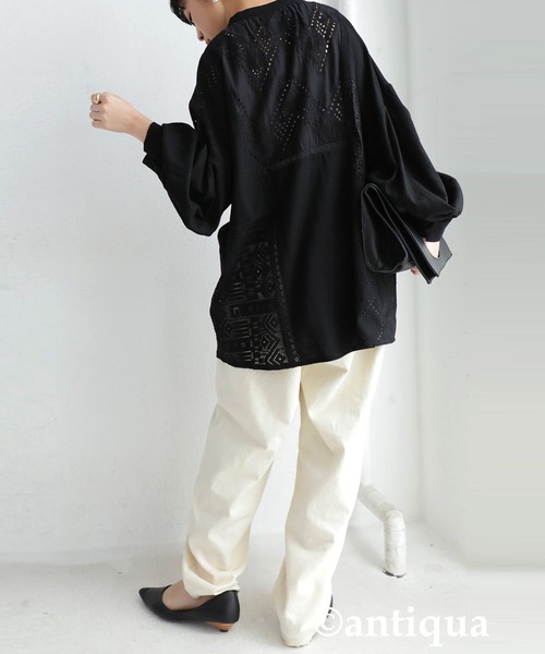 antiqua（アンティカ）の「パッチワークレースシャツ（シャツ/ブラウス・レディース・ブラック/オフホワイト/ブラック系その他/ホワイト系その他・FREE）」の14枚目の写真