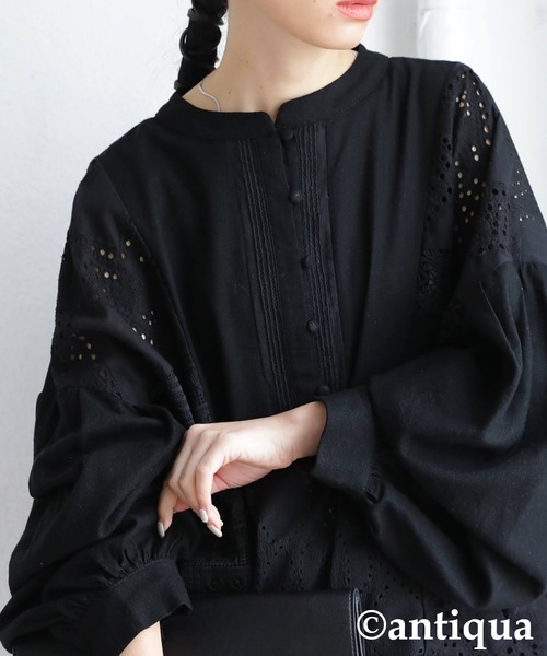 antiqua（アンティカ）の「パッチワークレースシャツ（シャツ/ブラウス・レディース・ブラック/オフホワイト/ブラック系その他/ホワイト系その他・FREE）」の18枚目の写真