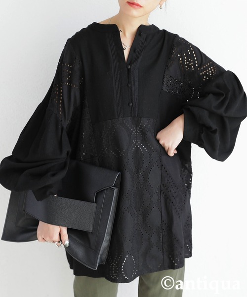 antiqua（アンティカ）の「パッチワークレースシャツ（シャツ/ブラウス・レディース・ブラック/オフホワイト/ブラック系その他/ホワイト系その他・FREE）」の19枚目の写真