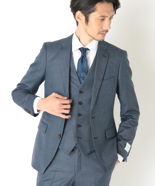 CROWDED CLOSET（クラウデッドクローゼット）の「NARROW ツイルピンヘッドスーツ/別売りベストあり/2ピースビジネスセットアップスーツ（スーツセット・メンズ・ネイビー/ブルー/グレー・04/03/02/01）」の3枚目の写真