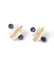 異素材コンビパール調ピアス