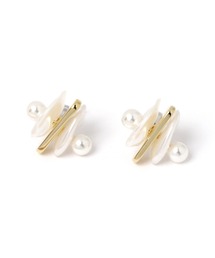 異素材コンビパール調ピアス