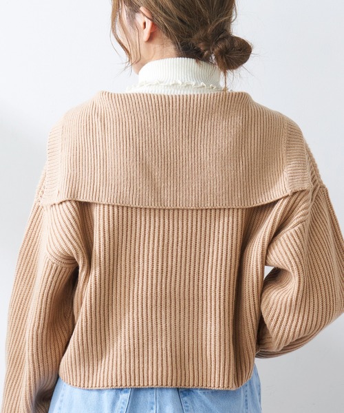 OLIVE des OLIVE（オリーブデオリーブ）の「セーラーカラーニット（ニット/セーター・レディース・ベージュ/グレー/オフホワイト・FREE）」の3枚目の写真