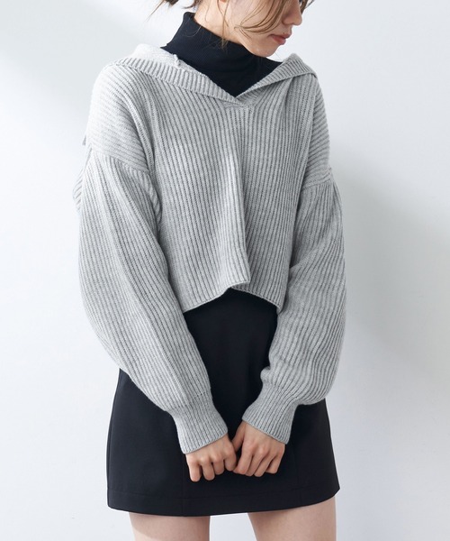 OLIVE des OLIVE（オリーブデオリーブ）の「セーラーカラーニット（ニット/セーター・レディース・ベージュ/グレー/オフホワイト・FREE）」の2枚目の写真