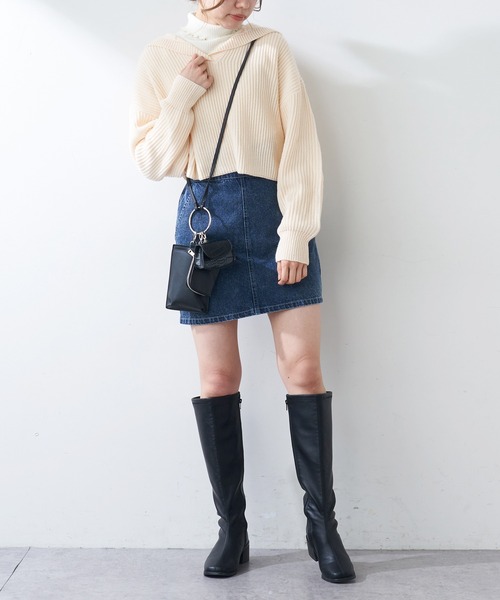 OLIVE des OLIVE（オリーブデオリーブ）の「セーラーカラーニット（ニット/セーター・レディース・ベージュ/グレー/オフホワイト・FREE）」の4枚目の写真