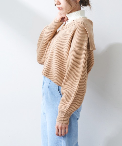 OLIVE des OLIVE（オリーブデオリーブ）の「セーラーカラーニット（ニット/セーター・レディース・ベージュ/グレー/オフホワイト・FREE）」の18枚目の写真