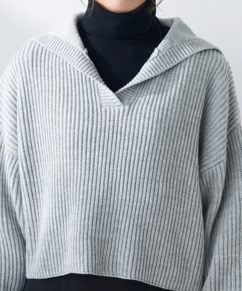 OLIVE des OLIVE（オリーブデオリーブ）の「セーラーカラーニット（ニット/セーター・レディース・ベージュ/グレー/オフホワイト・FREE）」の6枚目の写真