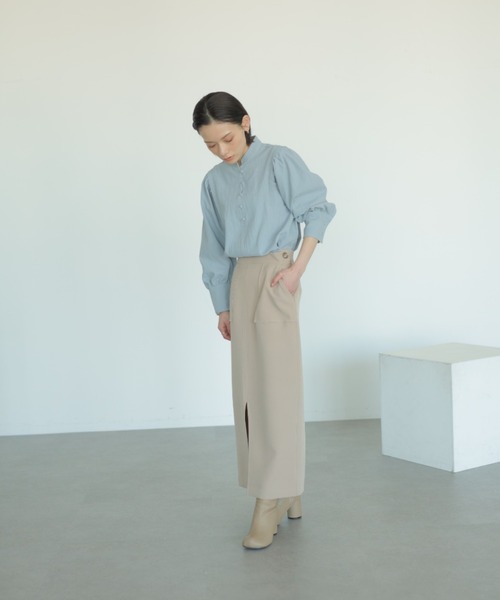 rem closet(レムクローゼット)の「チャイナシャツ(シャツ/ブラウス・レディース・ベージュ/アイボリー/サックスブルー・FREE)」の15枚目の写真