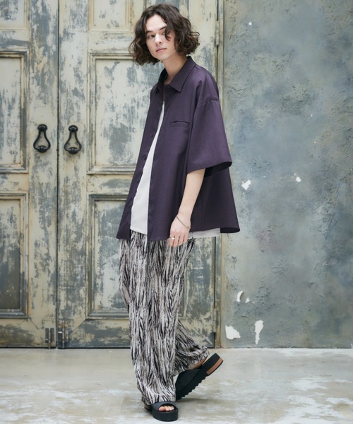 CASPER JOHN（キャスパージョン）の「Graphic pleats slacks/グラフィックプリーツスラックス（スラックス・メンズ・ホワイト×ブラック/ベージュ・SMALL/MEDIUM/LARGE）」の12枚目の写真