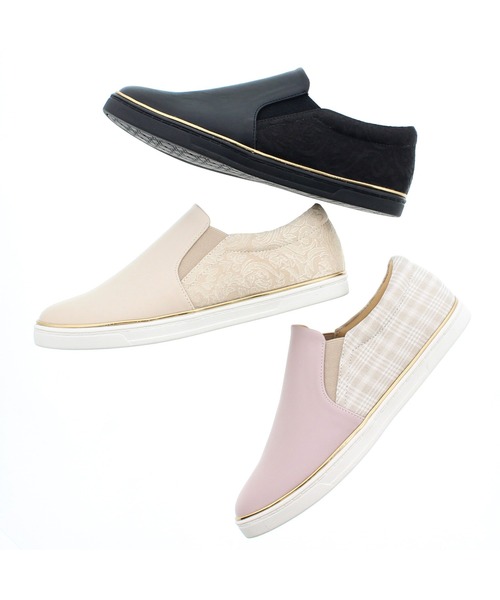 JELLY BEANS(ジェリービーンズ)の「【WEB限定】マテリアルコンビスリッポンスニーカー(217-311)JELLY BEANS(ジェリービーンズ)(スリッポン・レディース・ブラック/ベージュ/ラベンダー・23/24/22.5/24.5/23.5)」の6枚目の写真