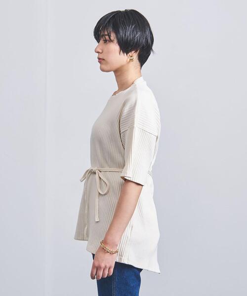 BASERANGE(ベースレンジ)の「<BASERANGE(ベースレンジ)>SHAW ショートスリーブ カットソー(Tシャツ/カットソー・レディース・ブラック/オフホワイト・XS)」の4枚目の写真