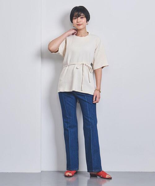 BASERANGE(ベースレンジ)の「<BASERANGE(ベースレンジ)>SHAW ショートスリーブ カットソー(Tシャツ/カットソー・レディース・ブラック/オフホワイト・XS)」の5枚目の写真
