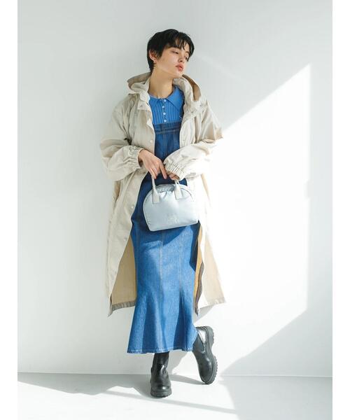 koe（コエ）の「ナイロンフードコート＊（ブルゾン・レディース・ブラック/ライトベージュ・M）」の4枚目の写真