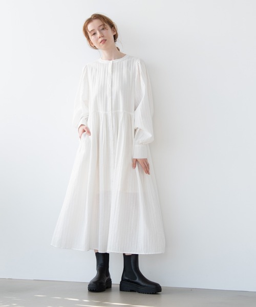 Crisp（クリスプ）の「ドビーストライプシャツワンピース（シャツワンピース・レディース・ホワイト/ピンク・FREE）」の13枚目の写真