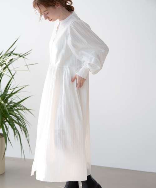 Crisp（クリスプ）の「ドビーストライプシャツワンピース（シャツワンピース・レディース・ホワイト/ピンク・FREE）」の15枚目の写真