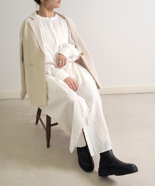 Crisp（クリスプ）の「ドビーストライプシャツワンピース（シャツワンピース・レディース・ホワイト/ピンク・FREE）」の19枚目の写真