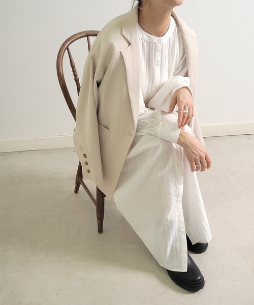 Crisp（クリスプ）の「ドビーストライプシャツワンピース（シャツワンピース・レディース・ホワイト/ピンク・FREE）」の20枚目の写真