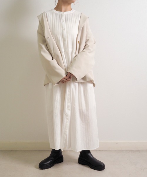 Crisp（クリスプ）の「ドビーストライプシャツワンピース（シャツワンピース・レディース・ホワイト/ピンク・FREE）」の21枚目の写真