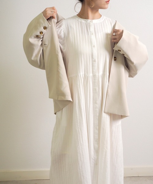 Crisp（クリスプ）の「ドビーストライプシャツワンピース（シャツワンピース・レディース・ホワイト/ピンク・FREE）」の22枚目の写真