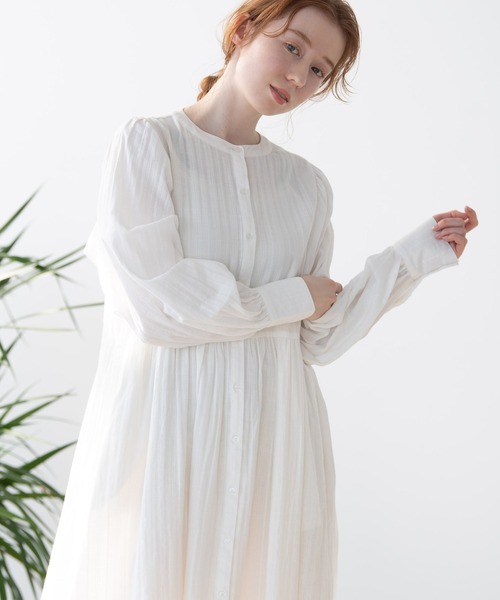 Crisp（クリスプ）の「ドビーストライプシャツワンピース（シャツワンピース・レディース・ホワイト/ピンク・FREE）」の8枚目の写真