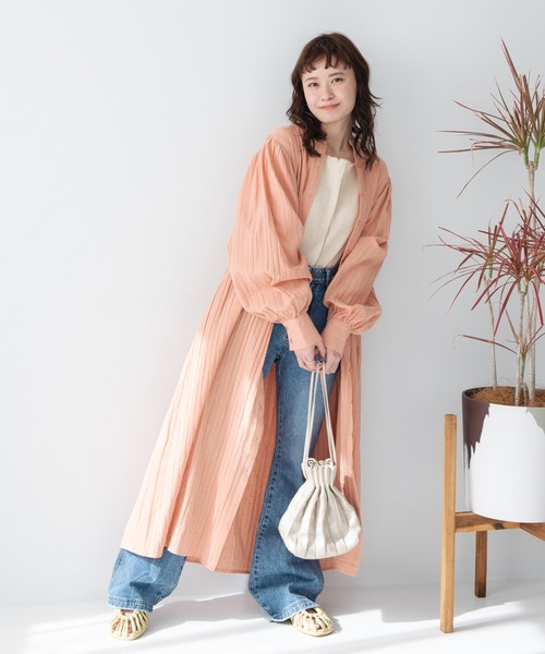 Crisp（クリスプ）の「ドビーストライプシャツワンピース（シャツワンピース・レディース・ホワイト/ピンク・FREE）」の6枚目の写真