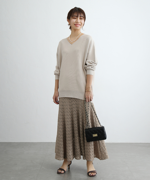 La TOTALITE(ラトータリテ)の「ストレッチレーススカート◆(スカート・レディース・ブラウン/ナチュラル・36/38)」の14枚目の写真