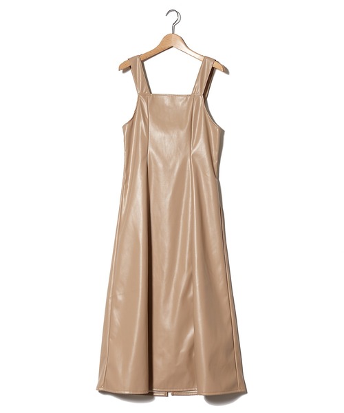 AS KNOW AS PINKY(アズノゥアズピンキー)の「ヴィーガンレザーでイチオシジャンパースカート(ジャンパースカート・レディース・アイボリー/ブラック/ベージュ・FREE)」の1枚目の写真