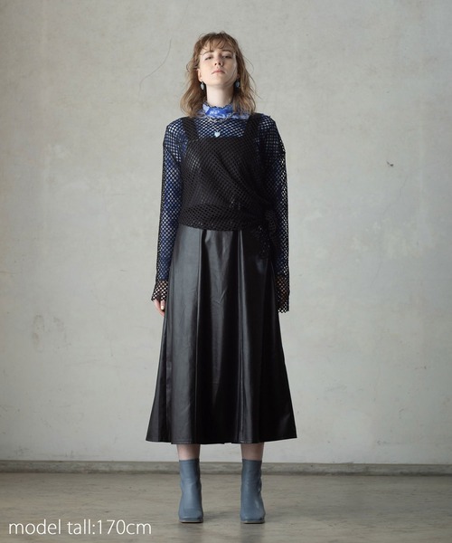 AS KNOW AS PINKY(アズノゥアズピンキー)の「ヴィーガンレザーでイチオシジャンパースカート(ジャンパースカート・レディース・アイボリー/ブラック/ベージュ・FREE)」の9枚目の写真