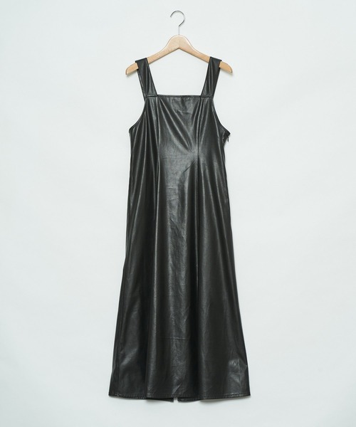 AS KNOW AS PINKY(アズノゥアズピンキー)の「ヴィーガンレザーでイチオシジャンパースカート(ジャンパースカート・レディース・アイボリー/ブラック/ベージュ・FREE)」の4枚目の写真