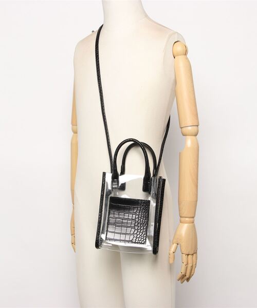 WEGO(ウィゴー)の「WEGO/パイピングクリアショルダー(ショルダーバッグ・レディース・ブラック/オフホワイト/グリーン・FREE)」の8枚目の写真