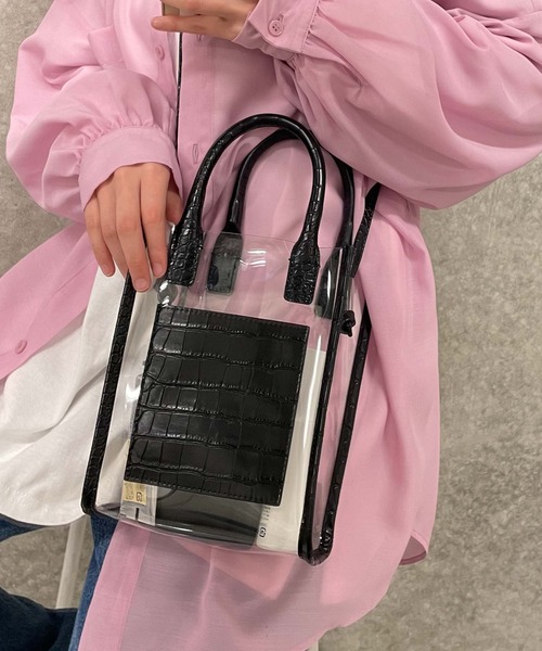 WEGO(ウィゴー)の「WEGO/パイピングクリアショルダー(ショルダーバッグ・レディース・ブラック/オフホワイト/グリーン・FREE)」の15枚目の写真