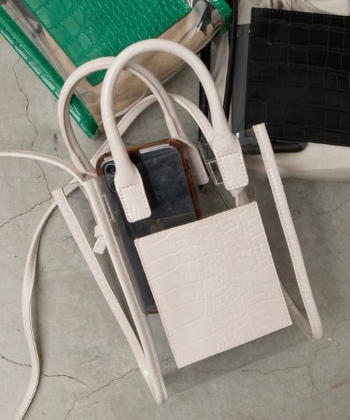 WEGO(ウィゴー)の「WEGO/パイピングクリアショルダー(ショルダーバッグ・レディース・ブラック/オフホワイト/グリーン・FREE)」の12枚目の写真